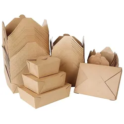 DeinPack Take Away Box I Bio Speisebox mit Faltdeckel 500 ml I Pappschachtel rechteckig 50 Stück