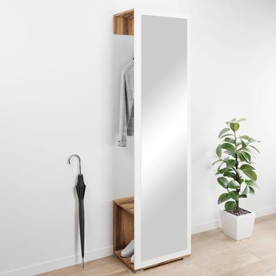 Garderobenschrank OTTO HOME "Paris", weiß (votan eichefarben, weiß matt), B:50cm H:190cm T:35cm, Schränke, Garderobenschrank, moderne Garderobenschrank 190cm, mit Kleiderstange und Frontspiegel