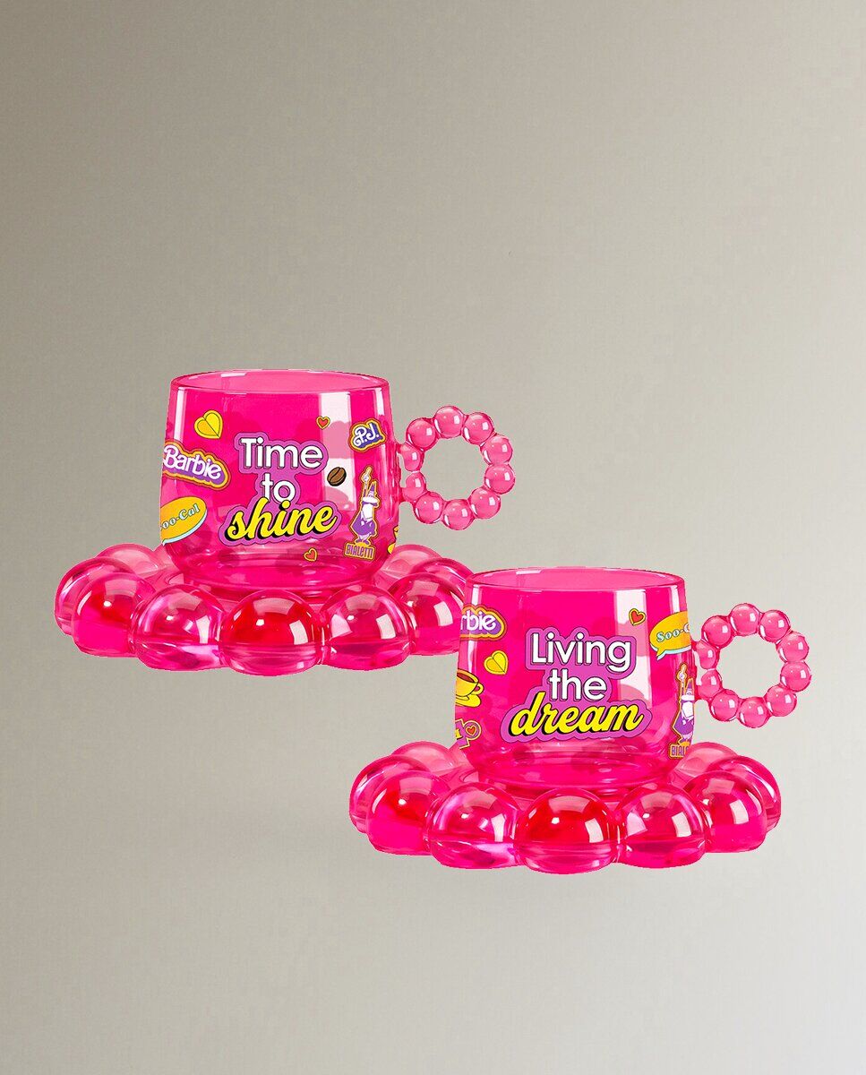 Bialetti Set de 2 tazas de café con plato Barbie . Rosa