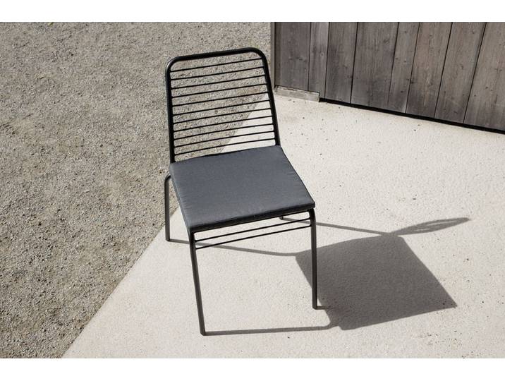 2er Set - Gartenstuhl Navi - schwarzer Stuhl aus Stahl inklusive Sitzkissen - Schwarz - Luxusbetten24