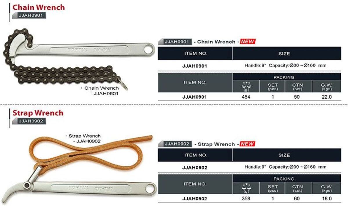 Toptul Chiave per filtro olio catena 30-160 mm