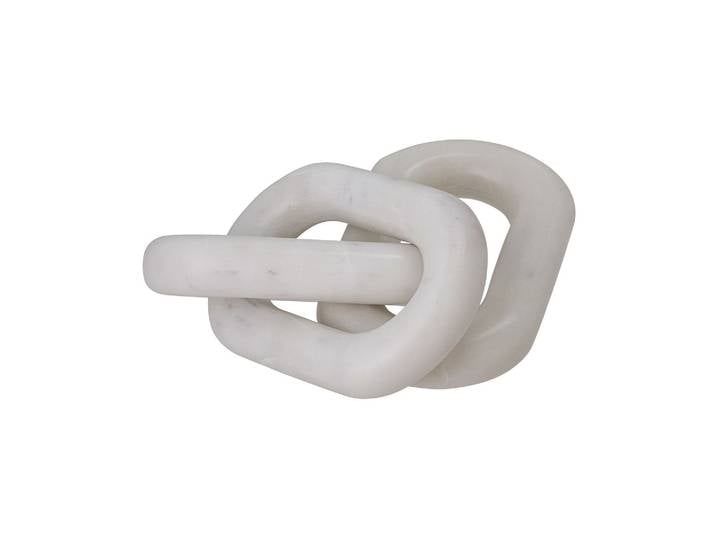 Objet décoratif en marbre blanc, sculpture, anneaux entrelacés -
