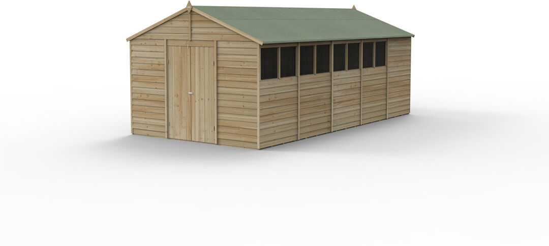Forest Garden Overlap Pressure Treated 8X6 Apex Shed in , Natural Timber Natural 198.7cm W X 242.8cm D X 210.3cm H