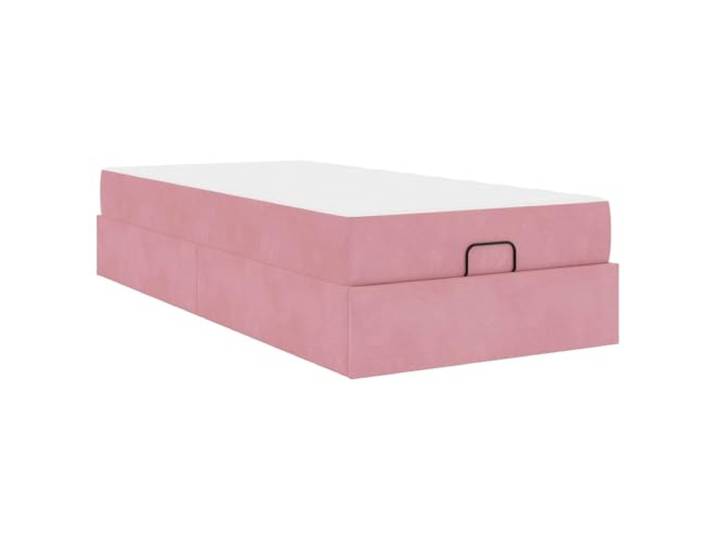 KTHLBRH Bettgestell mit Matratze, 2-teilig, rosa Samt Weicher Samt, hochdichte Schaumstoffmatratze, integrierte Schubladen, einfache Montage, minimalistischer Stil