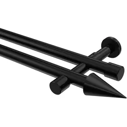 GARDINENSTANGE Prestige Savio 120 cm, 2-läufig (ohne Ringe), 20 mm Ø Schwarz