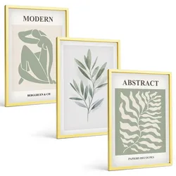 BILDER SET 3er Set - 40x60 cm Goldrahmen - Matisse Aquarell Boho-Design