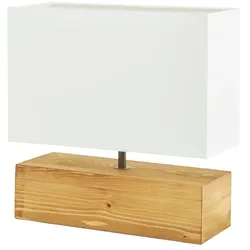 Tischleuchte  1-flammig  Holz/ Stoffschirm weiß   ¦ holzfarben ¦ Maße (cm): B: 30 H: 30,5 T: 12.0