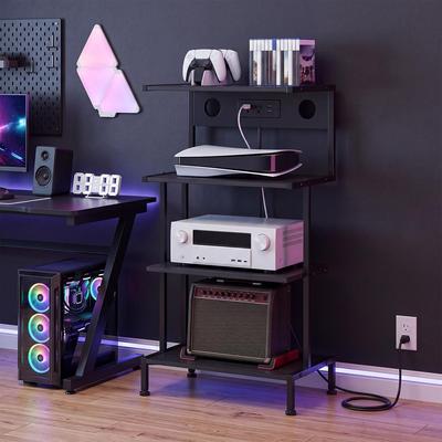 "Garvee 4-Tier Gaming Console Stand with 3 AC Outlets and 2 USB Ports - 17.3""D x 11""W x 30.3""H"
