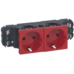 Legrand 077412 Schutzko-Steckdosen, 2-fach (4 Module), Farbe: rot (RAL 3020)