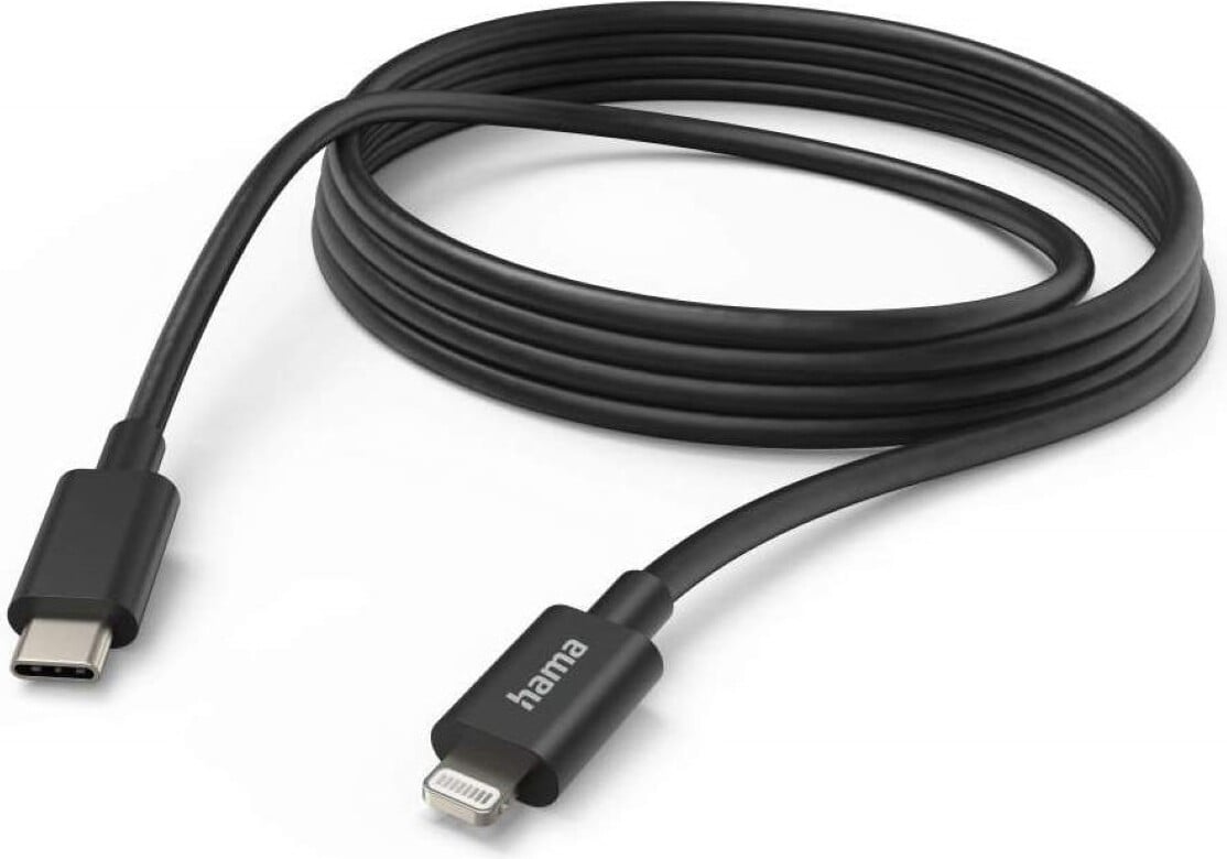 Hama USB-C naar Lightning oplaad- en datakabel, 3 meter, zwart