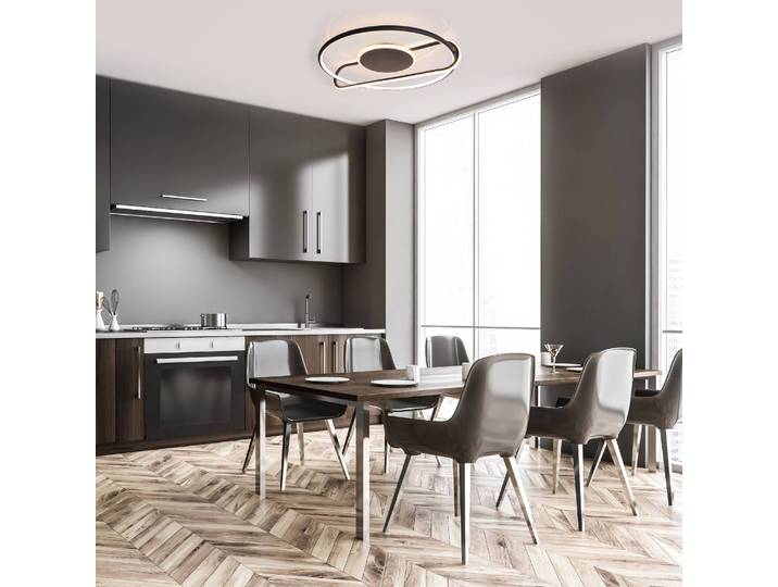 Näve LED Deckenlampe Brendan, schwarz, für Wohn- / Esszimmer, Metall, LED Deckenleuchte