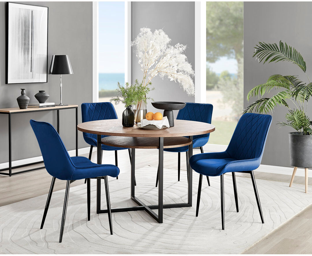 Canora Grey Adler 4 -Person Dining Set Navy/Black 4