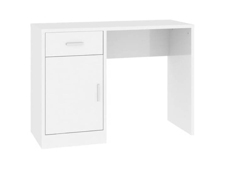 Schreibtisch, Weiß, mit Schublade und Schrank, Holz, 100 x 40 x 73 cm Glatte Oberfläche, glänzende Oberfläche, vielseitige Aufbewahrung, Staubschutz, Anleitung im Lieferumfang enthalten