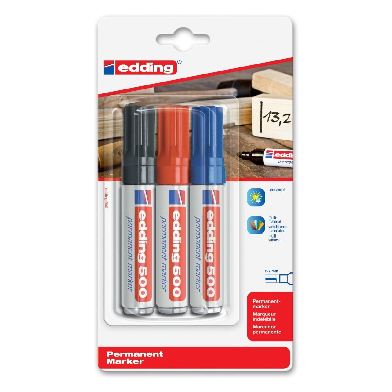 Magni Permanentmarker 500 3er 2-7mm 3 Farben Blister (3x) (4-500-3-1999)