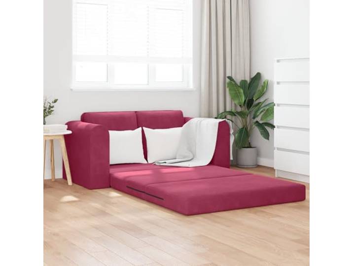 HEFZGDB Boden Sofa Bett 2-in-1 Burgunderrot 148x71x83 cm Samt Multifunktionaler Loveseat mit stylischem Design und weichem Stoff für kleine Räume Komfort und Stil