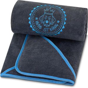HUND-IST-KÖNIG Handtuch HHT-V2, grau-blau, 75 x 130 cm, Hundehandtuch, aus Mikrofaser, 360g/m²