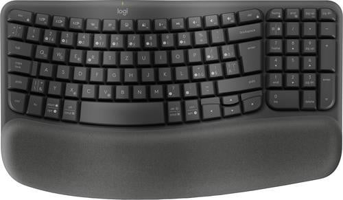 Logitech Wave Keys Draadloos Toetsenbord, Bluetooth en RF, QWERTZ-indeling, Grafiet