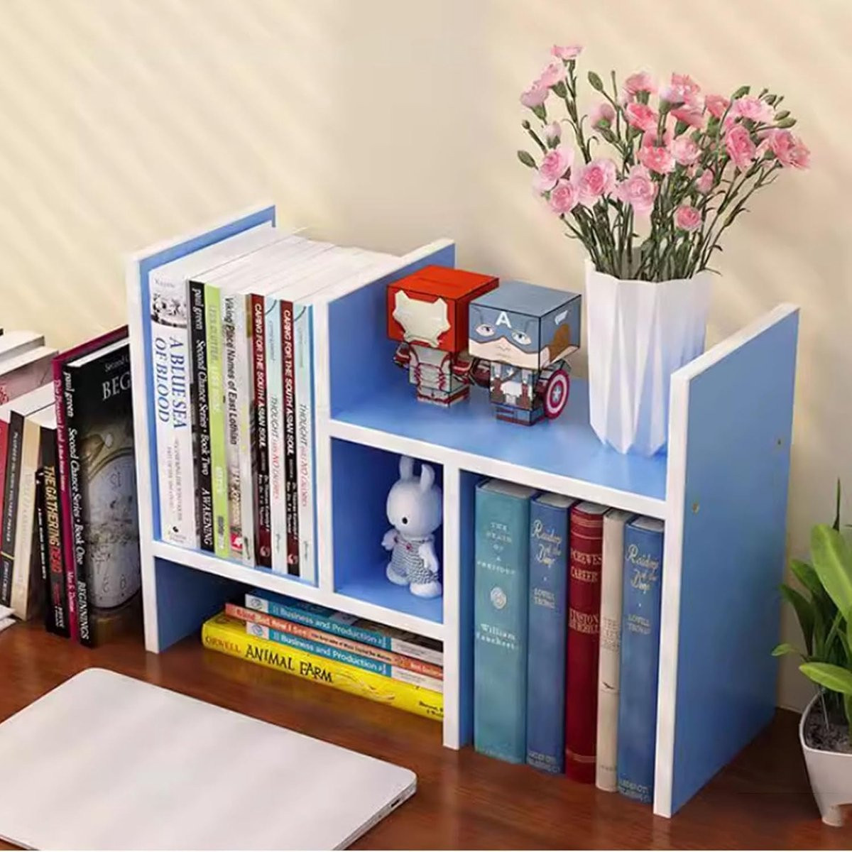 Verstelbare Bureau Boekenplank Blauw - 33-61 cm