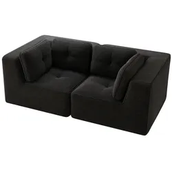 Merax 2-Sitzer Modulares Sofa, Cloud Sofa Cord rahmenlos, Lounge Sofa bodennah, mit breiten Armlehnen, Schwarz