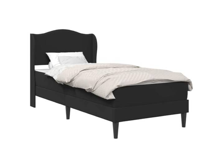 KTHLBRH Bettgestell mit Kopfteil, Schwarz, 80 x 200 cm, Kunstleder Fleckenabweisendes Kunstleder, Sperrholzrahmen, schwarze konische Beine, Unterbettraum, Innenbereich, Gewicht