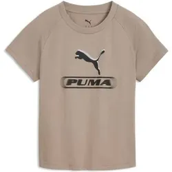 PUMA Damen Shirt SPORT Slim Graphic Tee, Größe S in Braun Braun
