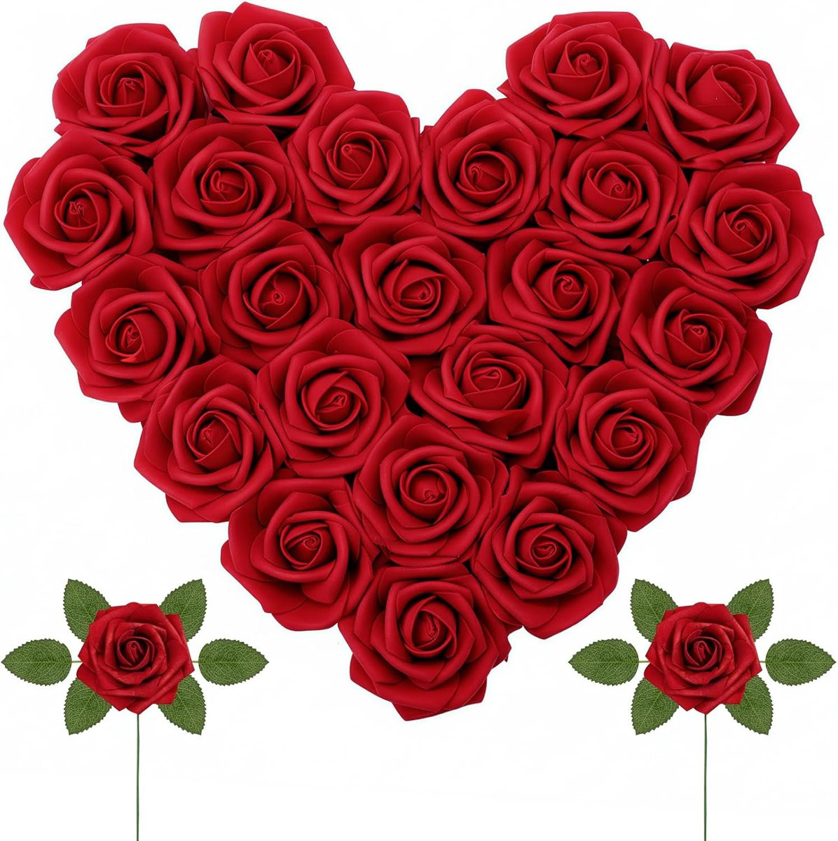 25 stuks Kunstbloemen Rozen - Schuimrozen Decoratie - Donkerrood