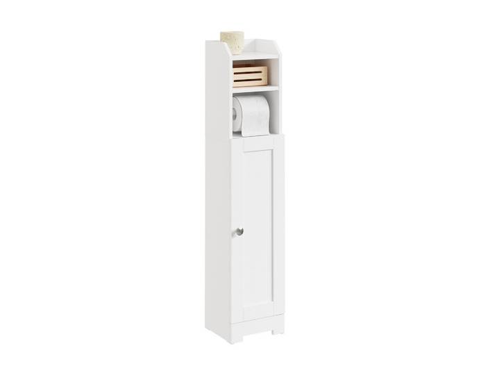 TOILETTENSCHRANK MIT TOILETTENPAPIERHALTER, 1 Tür Weiß 20x18x95cm Modern