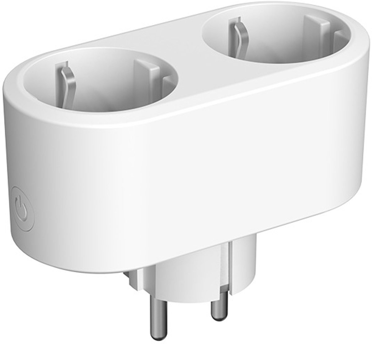 Slim dubbel stopcontact wit – 16A wifi-stekker met spraakbediening, timer, energiemeter en back-upfunctie