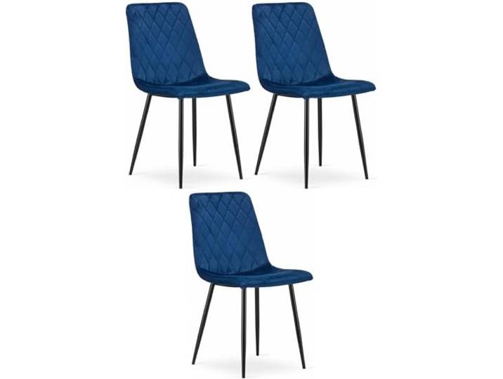 NMK HOME Stuhl 3er Set Metall Samt Marineblau Esszimmer Hochwertiger Samtstoff, Metallgestell, Esszimmermöbel, Komfort, ergonomisch, minimalistisch, modern, stabil, gepolstert
