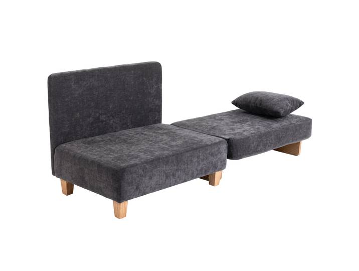 HOMCOM Slaapfauteuil 2-in-1 met bedfunctie, slaapbank met 2 wasbare kussens, zijzakken voor woonkamer, slaapkamer