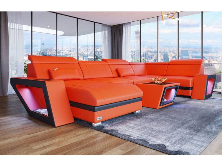 Leder Couch Catania U-Form