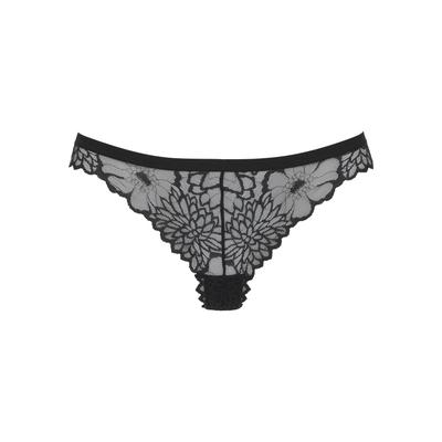 String LASCANA, Damen, Gr. 44/46, blau (schwarz), Spitze, Obermaterial: 90% Polyamid, 10% Elasthan, unifarben, Unterhosen String, aus floraler Spitze, elastisches Material, unifarbenes Design