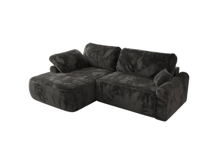 ECKSCHLAFSOFA CUBO L Dunkelgrau Plüsch - links