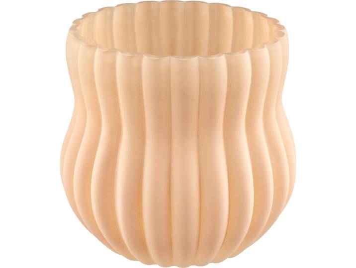 Tischvase GOODPRODUCT aus Glas , beige (hellbraun), H:14cm Ø:14,5cm, Glas, Vasen, Tischvase, mit matter Oberfläche, in verschiedenen Farben und Grössen