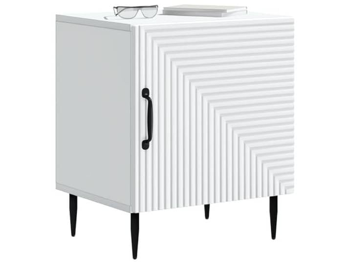 KTHLBRH Nachtschrank 2-teilig weiß 43 x 34,5 x 50 cm Technisches Holz, konische Metallbeine, 90 Grad drehbare Tür, großer Raum