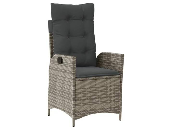 KTHLBRH Gartenmöbel-Set, 5-teilig, mit Kissen, grau Strapazierfähiges Polyrattan, verstellbare Rückenlehnen, Glastisch, 4 verstellbare Sessel
