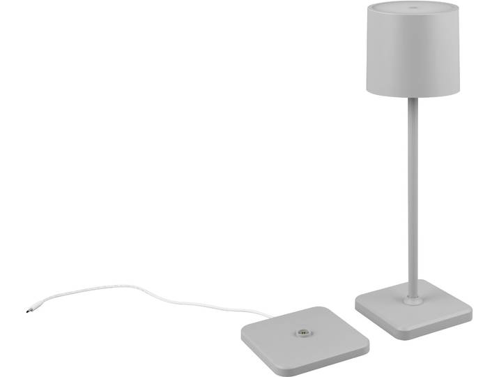 LED Außen-Tischleuchte REALITY LEUCHTEN Fernandez , grau, B:12,5cm H:38cm, Leuchten, LED Außen-Tischleuchte, Garten Akku Tischlampe USB Ladestation dimmbar Lichtfarbe einstellbar