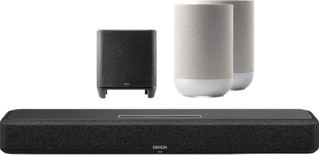 Denon Home Soundbar 550 met Denon Home Subwoofer en 2x Denon Home 200 Zilver