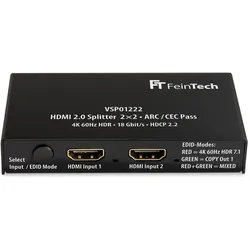 FeinTech HDMI 2.0 Splitter 2 Eingänge 2 Ausgänge, Switch Box