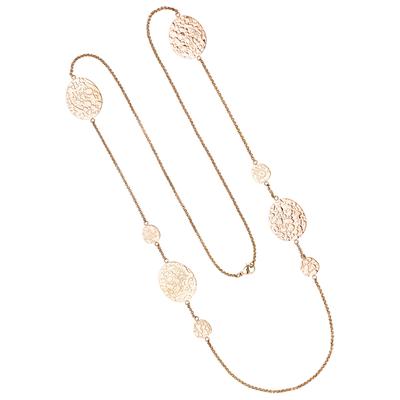 Collier JOBO "Statement Kette mit Zwischenelementen", rosa (roségoldfarben), Halsketten, Damen, Edelstahl, L: 90, Collier, Edelstahl 90 cm