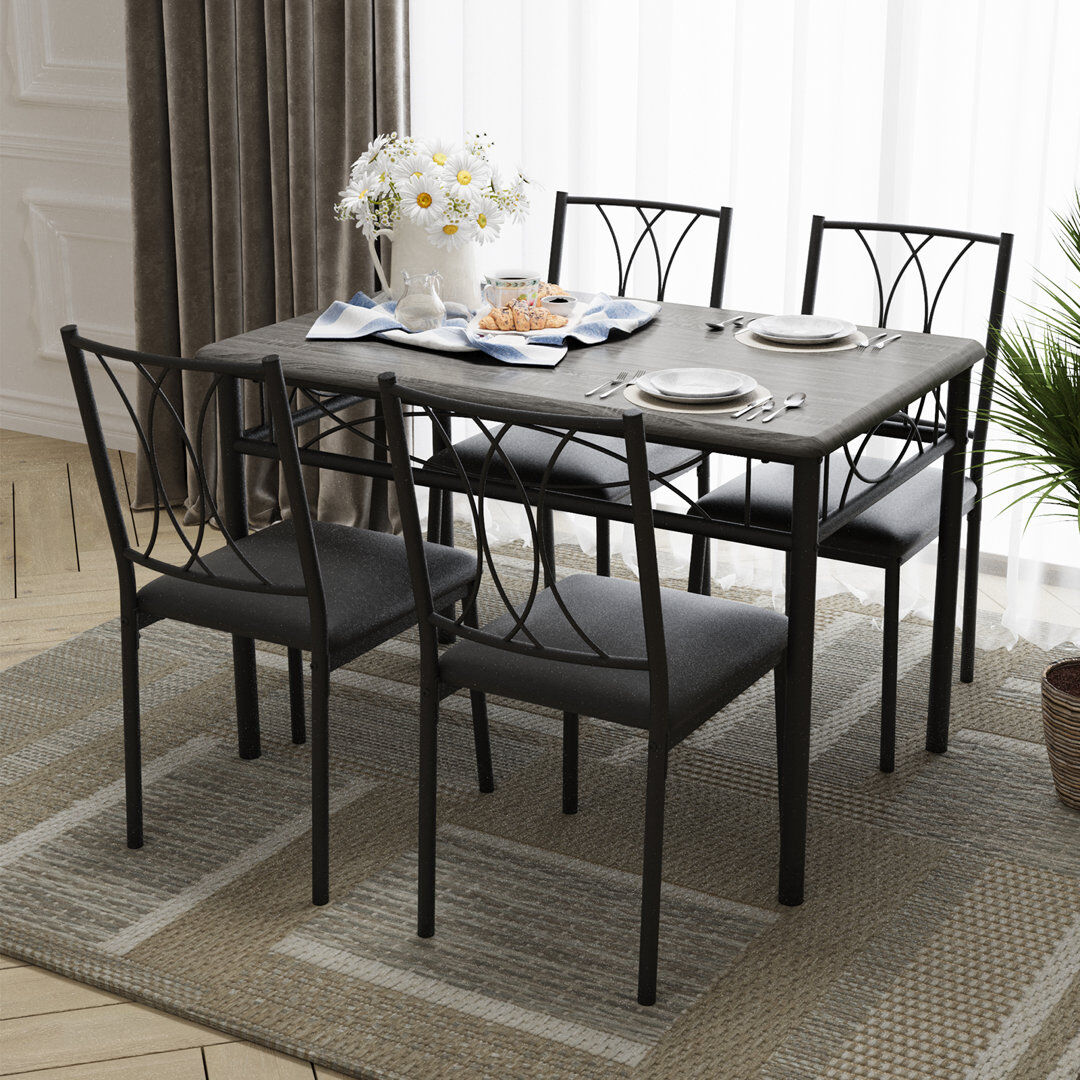 17 Stories 4 -Person Dining Set Gray/Gray/Gray/Gray