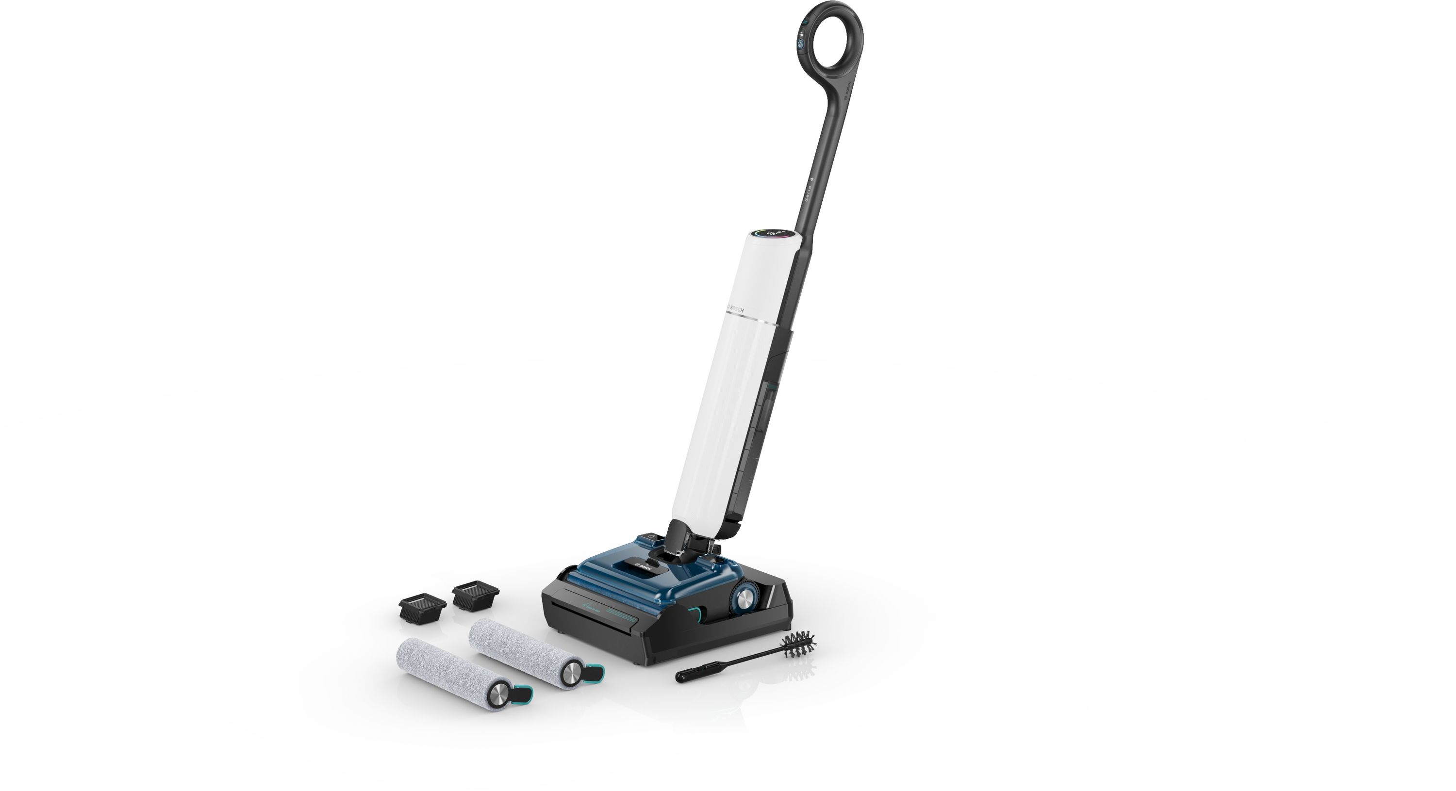 Bosch Serie 4 BHF41WE OneFlow Handstaubsauger Beutellos bis 40 min Laufzeit (Schwarz, Blau, Weiß)