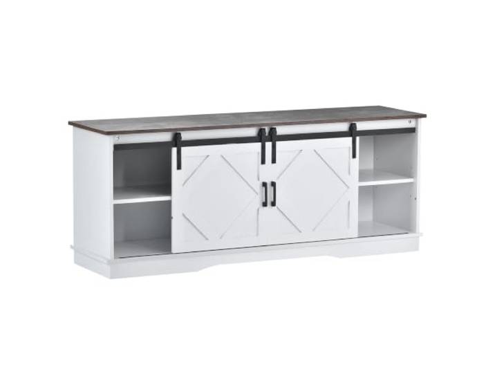 TV-Schrank 150x40x60cm mit Schiebetüren & Regalen Spanplatte, Scheunentor-Türen, höhenverstellbar, Kabelführung, 150x40x60cm, Montage nötig