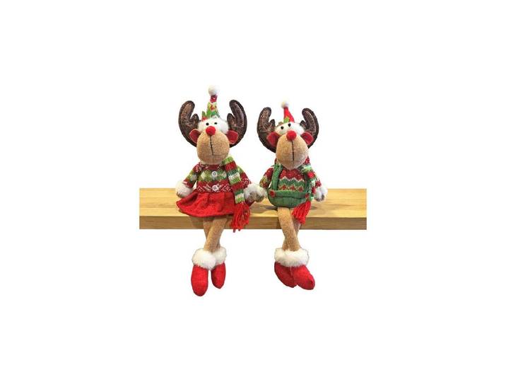 Weihnachtsfigur Dameco Rentier 2-er Set , bunt, Polyester, Dekofiguren, Weihnachtsfigur