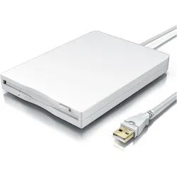 CSL USB Diskettenlaufwerk extern, USB Floppy Laufwerk FDD 1,44MB (3,5) für PC & MAC, weiss (Floppy Disk Laufwerk), Optisches Laufwerk, Weiss