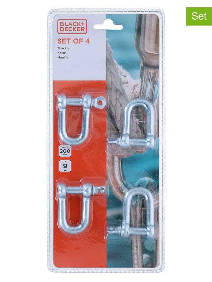 Black & Decker 4er-Set: Karabinerhaken in Silber - onesize