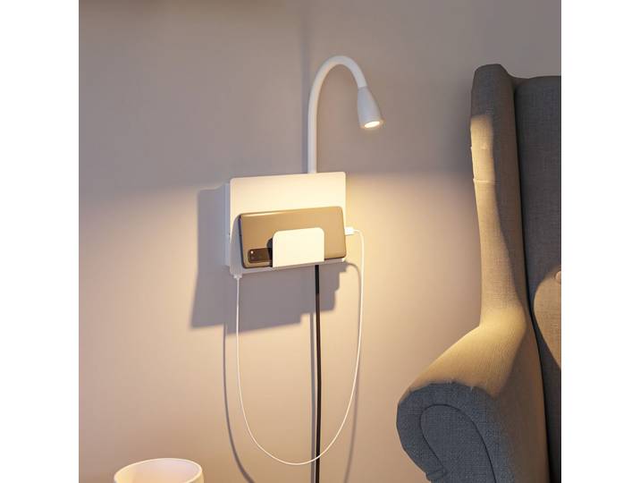 Halina LED Wandleuchte USB C Matt Weiß - Paulmann Halina USB - Schlafzimmer - Modern - Metall - Einflammig