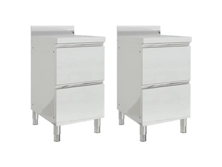 HGFDSAWE 2er Set Gastro-Küchenschrank mit 2 Schubladen 50x60x96 cm Robustes Design, Höhenverstellbare Füße, Integrierte Aufkantung