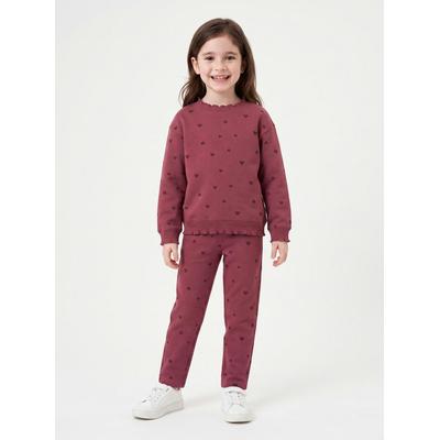 Sweathose BLUE SEVEN, Mädchen, Gr. 104, N-Gr, rot (wein), angeraute Sweatware, Obermaterial: 80% Baumwolle, 20% Polyester, bedruckt, lang, Hosen Sweathose, Baumwollmischung