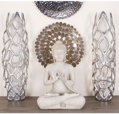 ARCILLA ELEMENTAL Silver Aluminum Metal Cutout Coral Decorative Vase